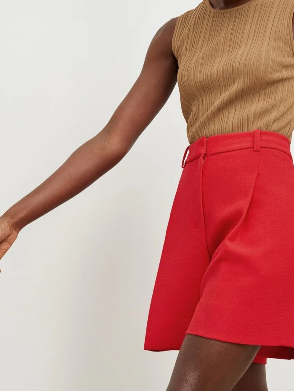 MM Lafleur Red Tailored High-Waist Poppy Red Shorts SZ 10